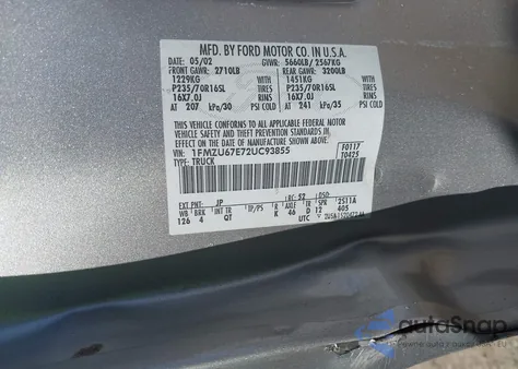 2002 Ford Explorer Sport Trac from USA, damaged, VIN 1FMZU67E72UC93855